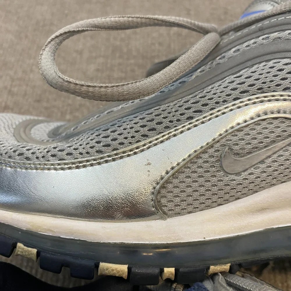 Nike Air Max 97‎ Shoes Womens Size 10 Silver Mesh Cushioned 554668-041 Sneakers